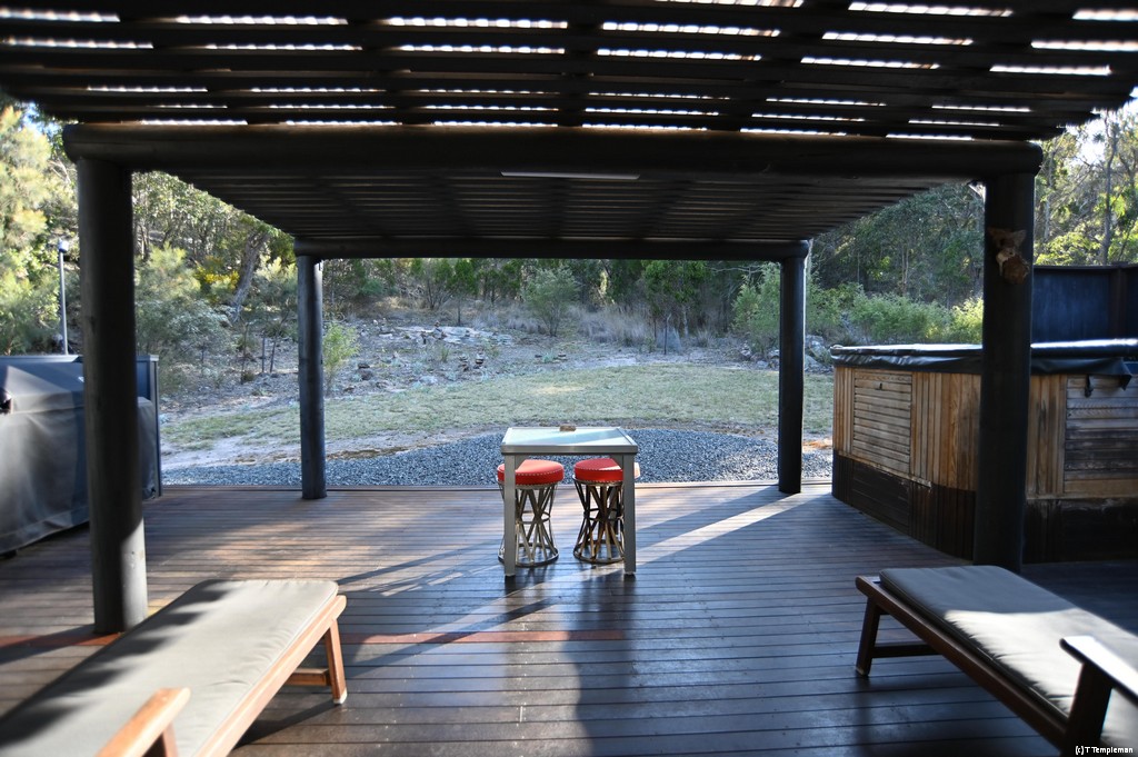 Back deck with a BBQ and hot tub