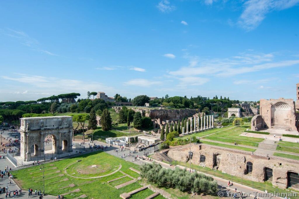 View of the ancient sites surrounding the Colosseum