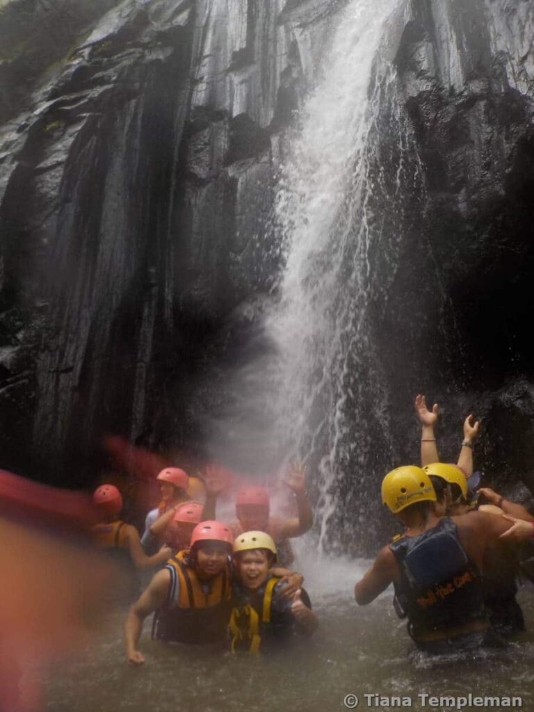 Making new friends at a waterfall