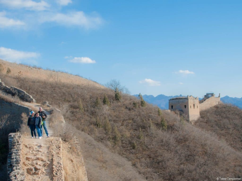 Family on the China wild wall