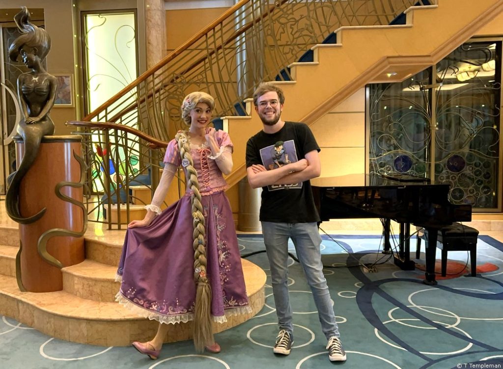 Our 20 year old meeting Rapunzel on Disney Wonder