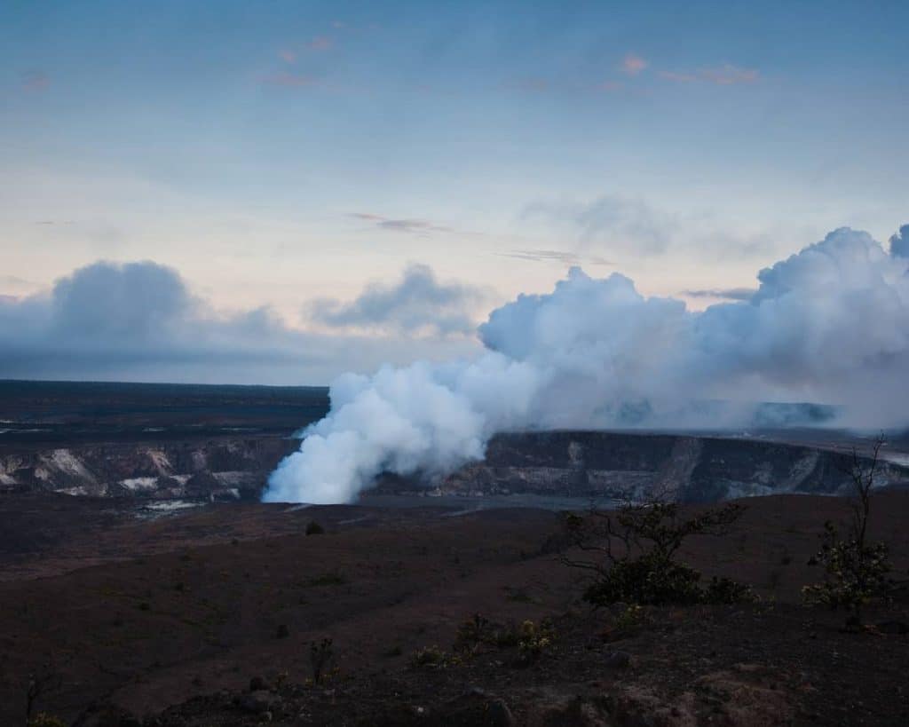 Smoke rising from Halemaumau Crater