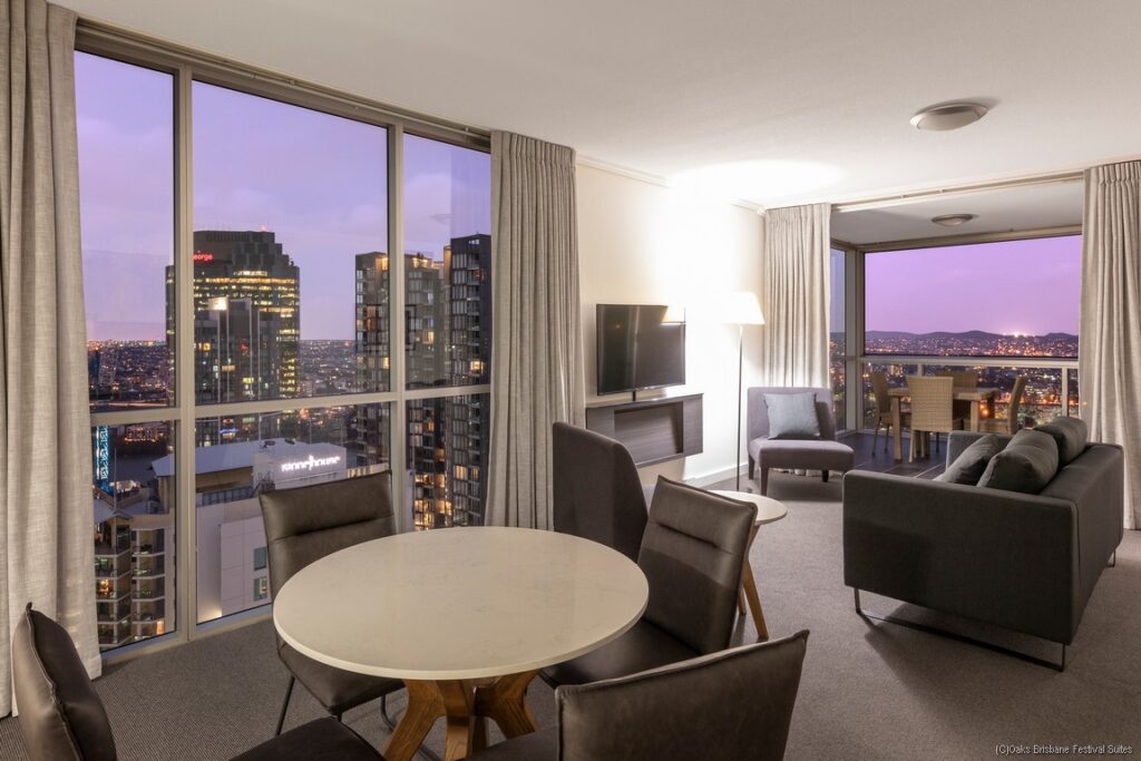 Oaks Brisbane Festival Suites 2 Bed Living Room