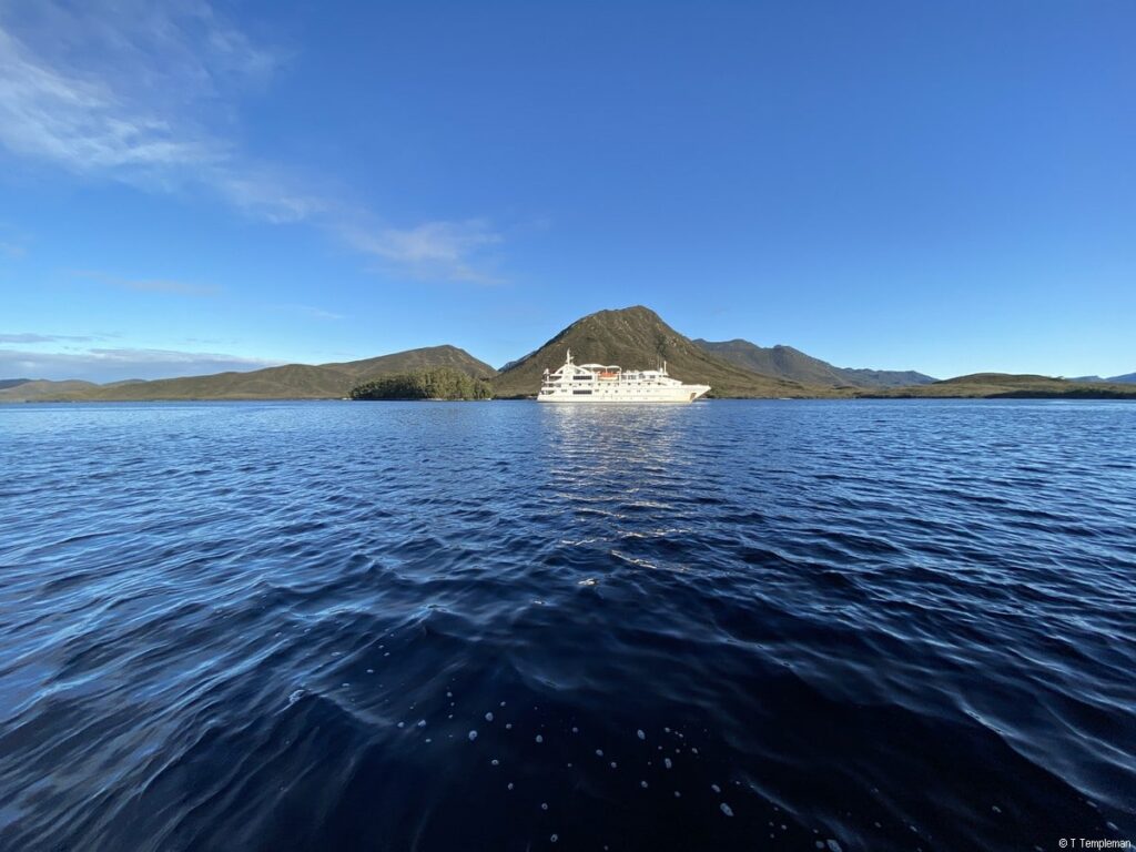 Coral Discoverer anchored at Port Davey