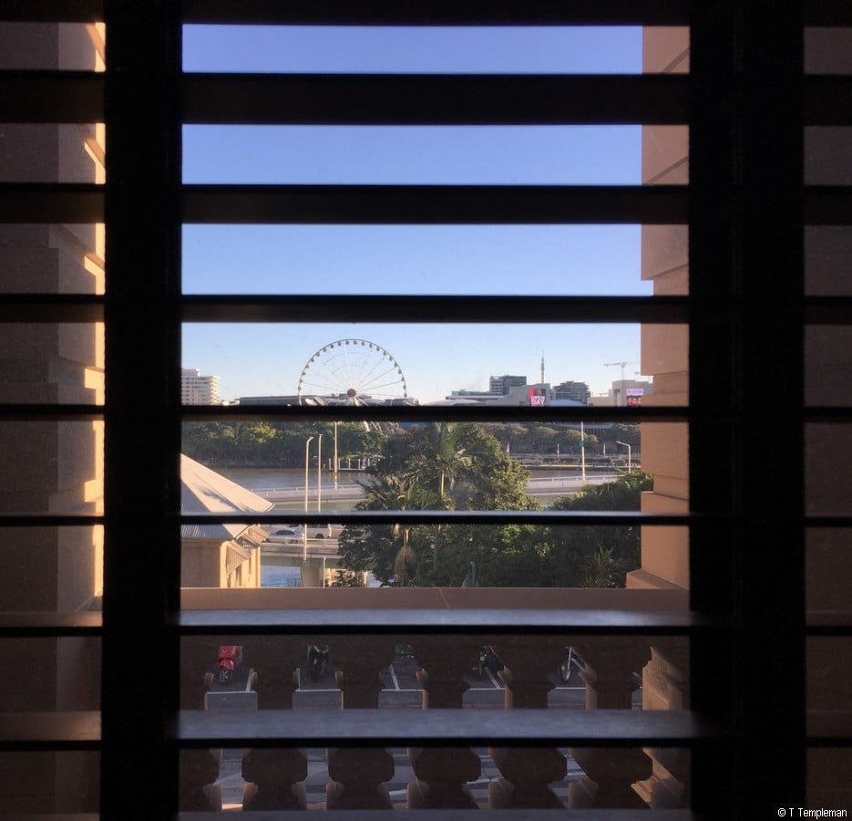 View and stone balcony at the Treasury Hotel