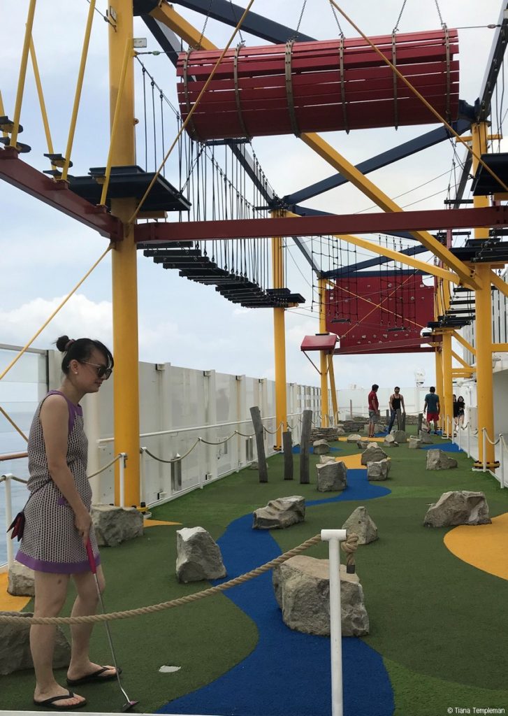 Genting Dream ropes course and mini-golf