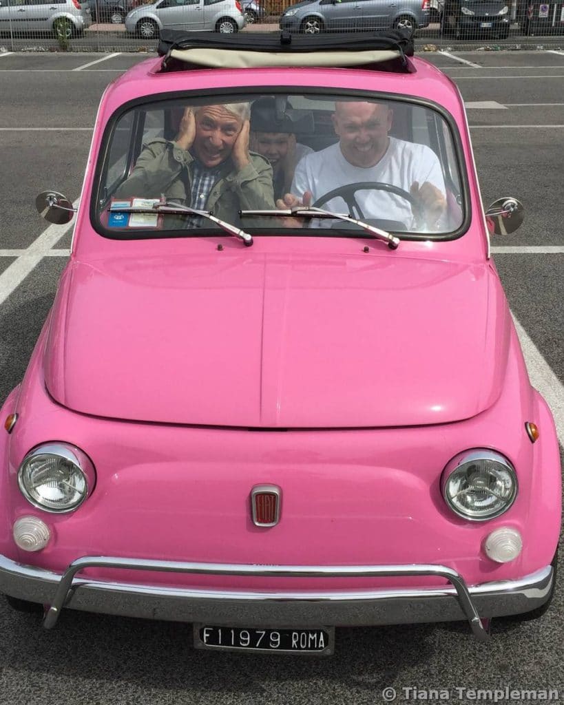 Alvise pretending (or maybe not pretending) he is scared before the driving lesson