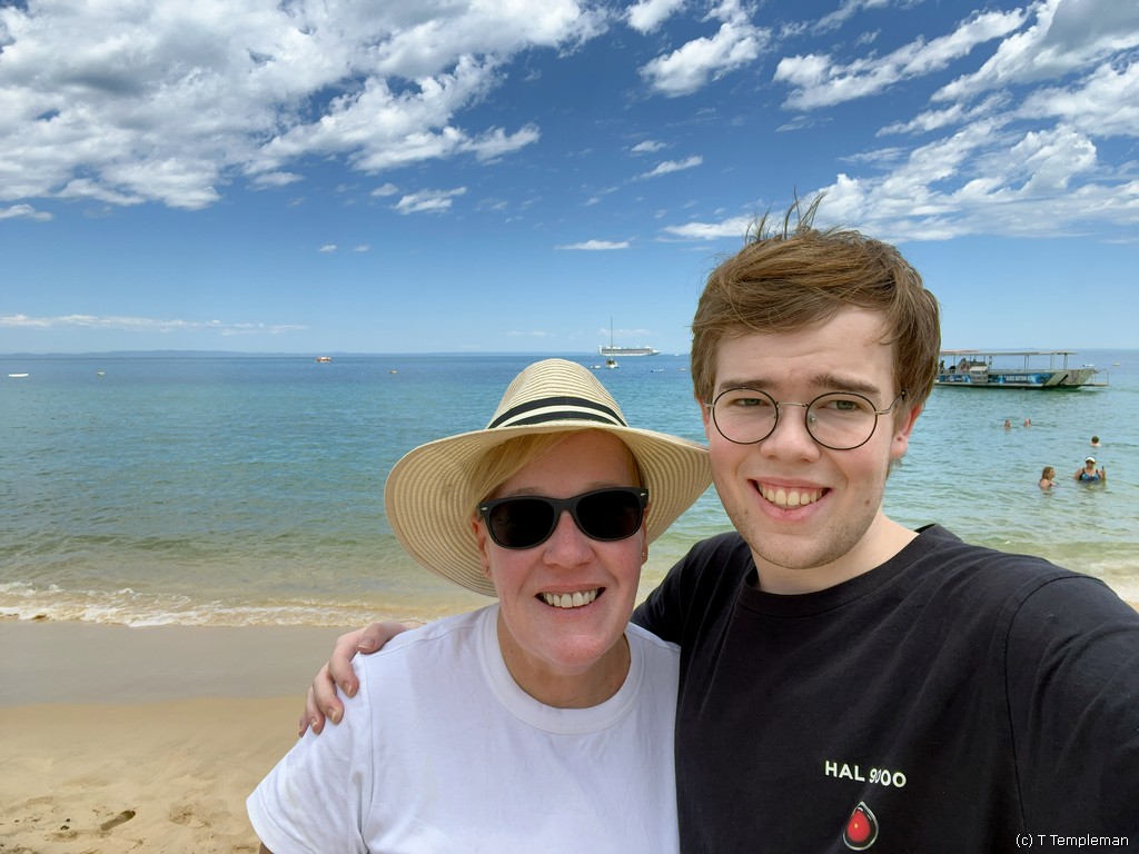 Mother and son on Moreton Island