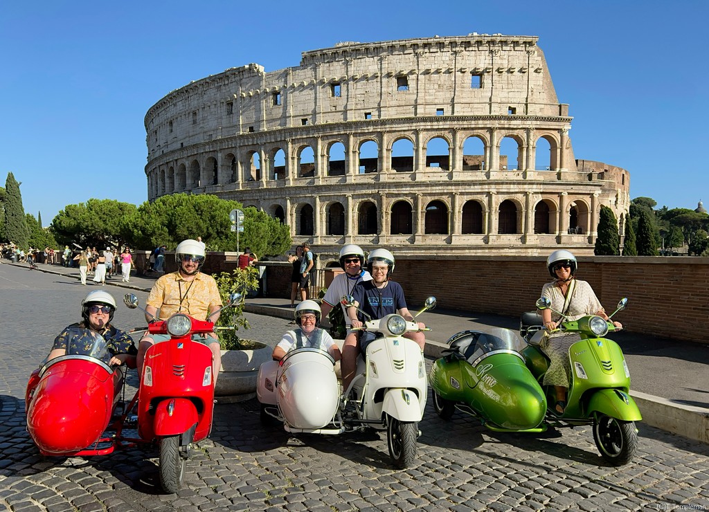 The Colosseum in all it glory and lots of happy riders